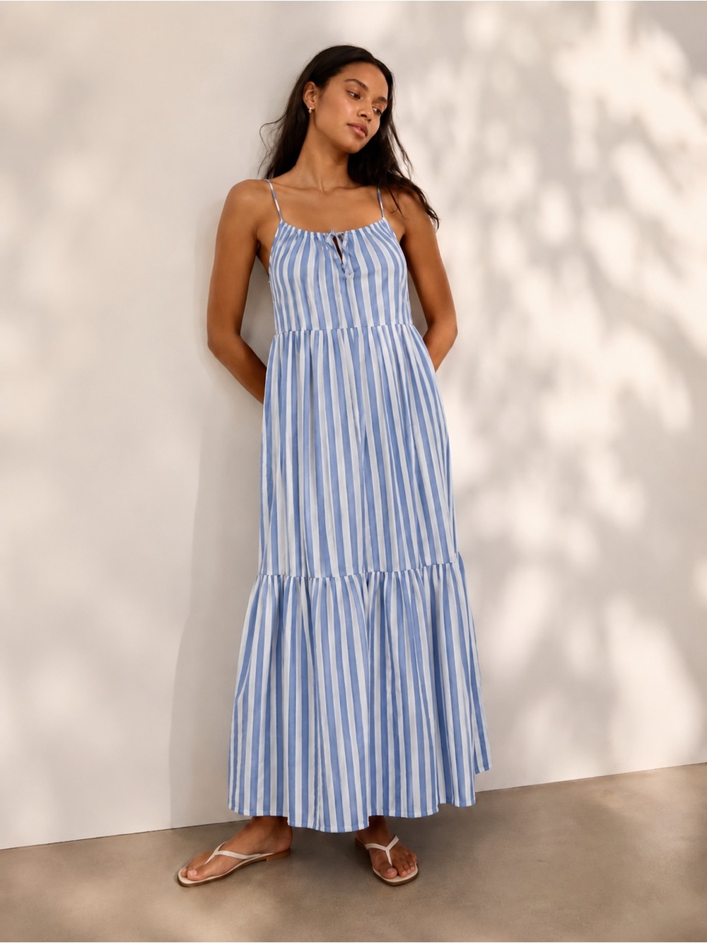 OLD NAVY Blue and White Tiered Ruffled Sundress Small